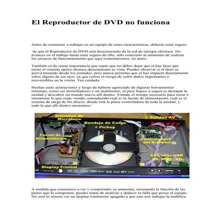 El reproductor de dvd no funciona