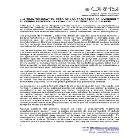TRAMITOLOGIA?  El reto de los proyectos de inversion y el debido proceso lega...