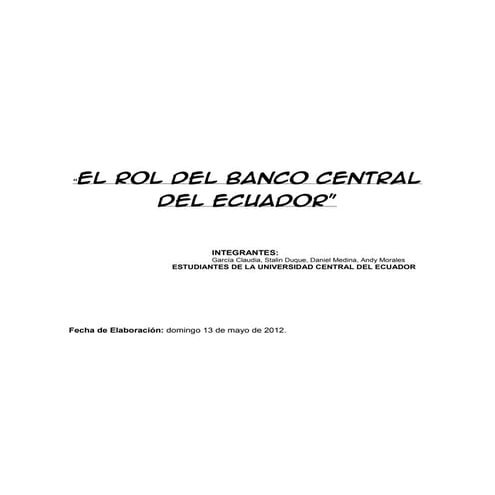 El rol del banco central del ecuador