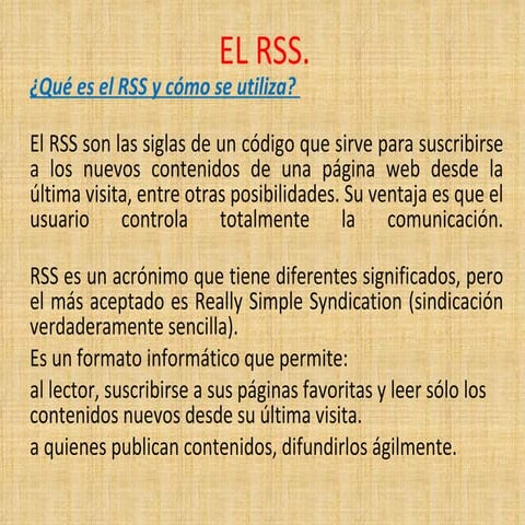 LAS RSS Y SU FUNCION | PPTX
