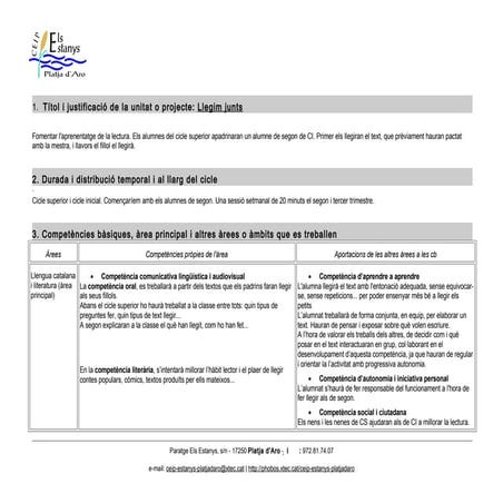 Els Estanys Apadrinament Lectura