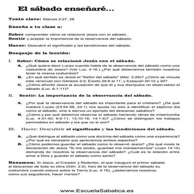 El sábado enseñaré | Lección 5 | Cristo es Señor del Sábado | Escuela Sabática