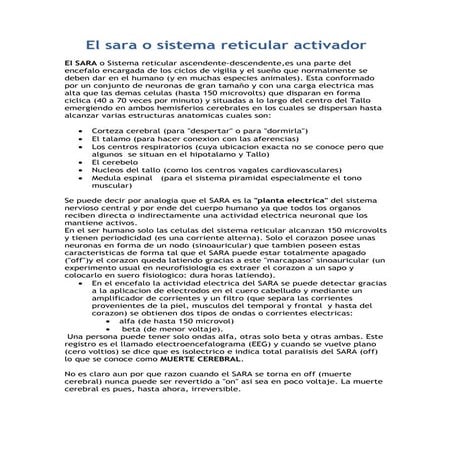 El sara o sistema reticular activador