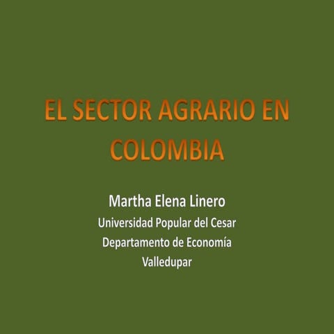 El Sector Agrario En Colombia