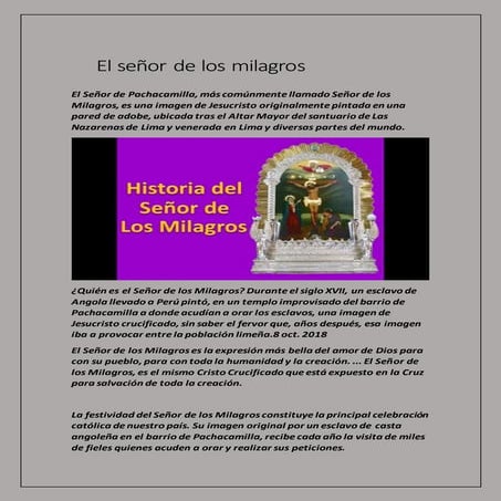 El señor de los milagros hisoria