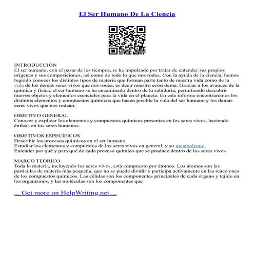 El Ser Humano De La Ciencia