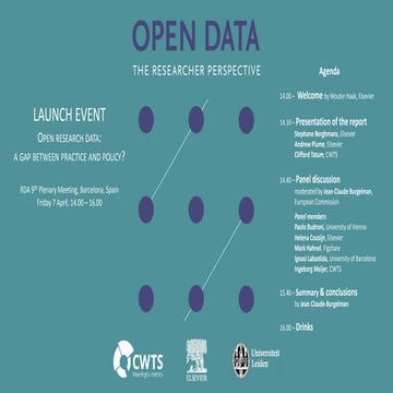 Elsevier CWTS Open Data Report Presentation at RDA meeting in Barcelona 
