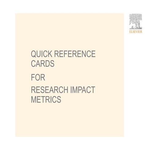 Quick reference cards for research impact metrics