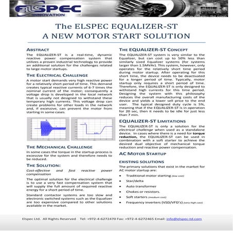 Elspec equalizer st-the_ultimate_motor_start-up_solution_datasheet
