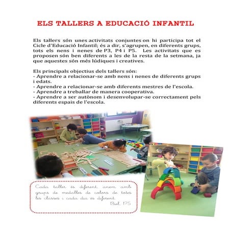 Els tallers a educació infantil