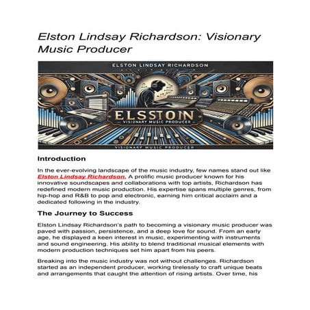 The Genius of Elston Lindsay Richardson: Crafting Unique Sound Worlds | PDF