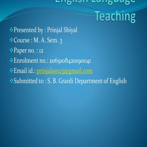 English Language Teaching -1
