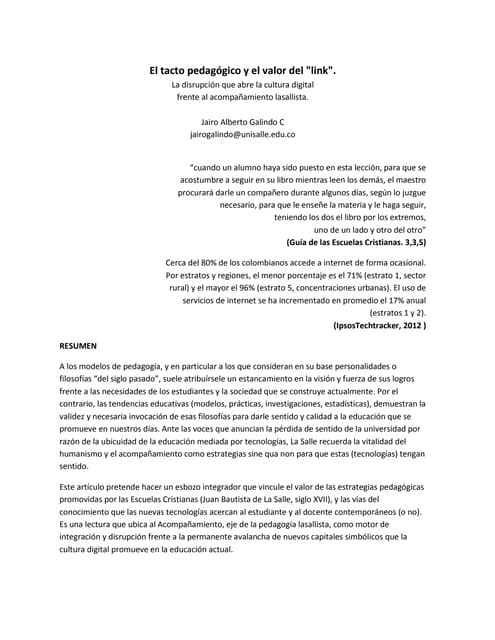 El tacto pedagógico y el valor del link 