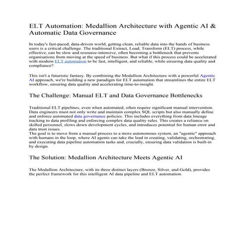 ELT Automation_ Medallion Architecture with Agentic AI & Automatic Data Gover...