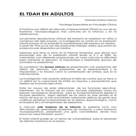 EL TDAH EN ADULTOS 