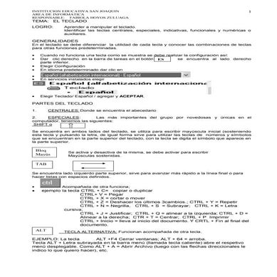 El teclado y sus partes