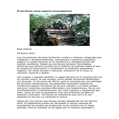 El territorio como espacio emancipatorio