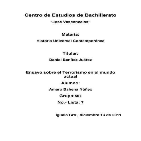 El terrorismo en nuestra actualidad