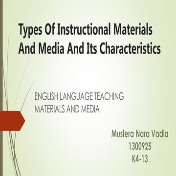 ELTMM : Types of instruction material and media and its characteristicsti