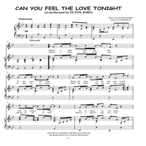 Elton john-can-you-feel-the-love-tonight | PDF