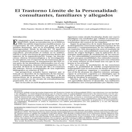 El trastorno limite de la personalidad consultantes familiares y allegados