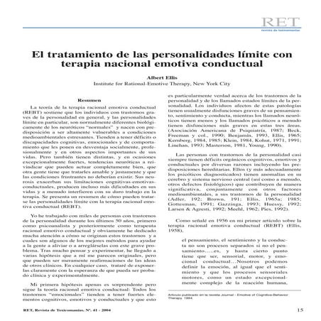 El tratamiento de las personalidades límite con terapia racional emotiva cond...