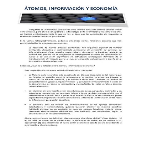 Atomos, Información y Economía
