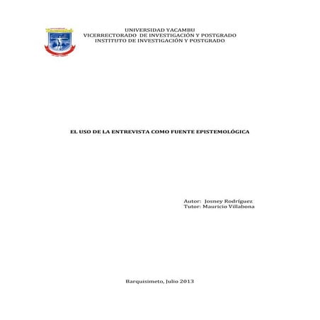 El uso de la entrevista como fuente epistemológica