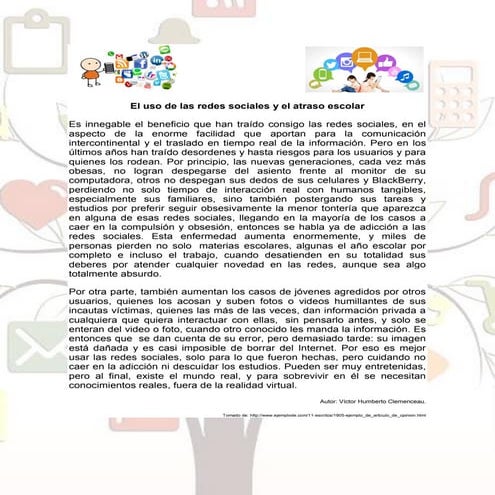 El uso de las redes sociales y el atraso escolar.