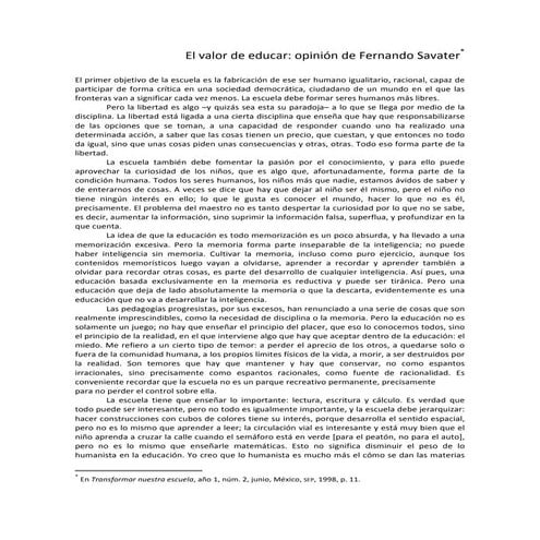 El valor de educar opinion