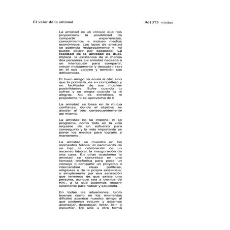 El valor de la amistad