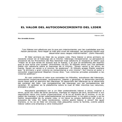 El valor del autoconocimieto del lider