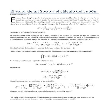 El valor de un swap y el calculo del cupon | PDF