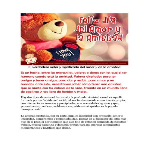 El verdadero valor del amor y de la amistad | PDF