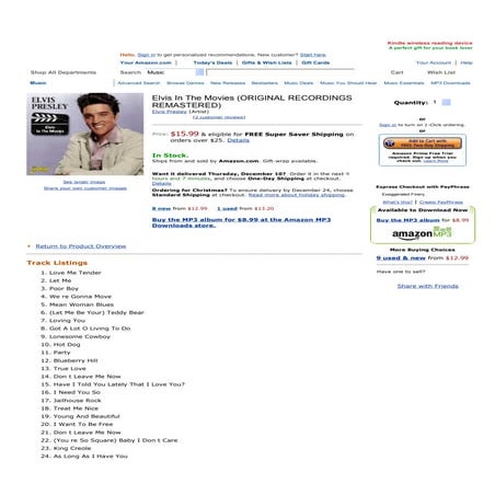 Elvis In The Movies Original Recordings Remastered