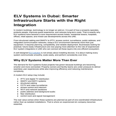Understanding ELV System Installation: Enhancing Safety And Efficiency ...