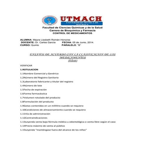 Elíxir- CONTROL DE CALIDAD