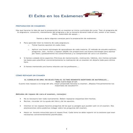 El éxito en los exámenes