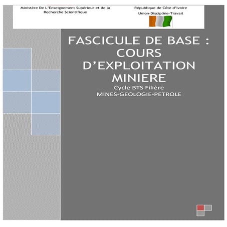 Cours d'Exploitation Minière : Techniques et Méthodes | PDF
