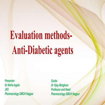 Evaluation methods for anti-diabetics