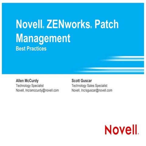 Novell ZENworks Patch Management Best Practices