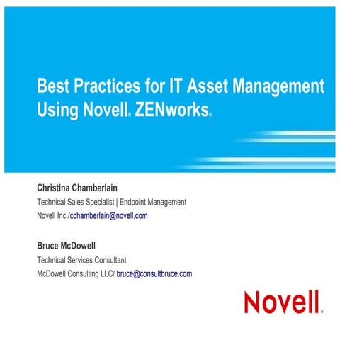Best Practices for IT Asset Management Using Novell ZENworks