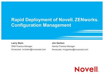 Rapid Deployment of Novell ZENworks Configuration Management