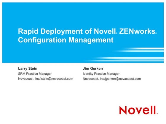 Rapid Deployment of Novell ZENworks Configuration Management