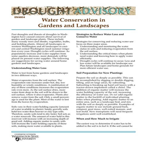 Water Conservation in Gardens and Landscapes