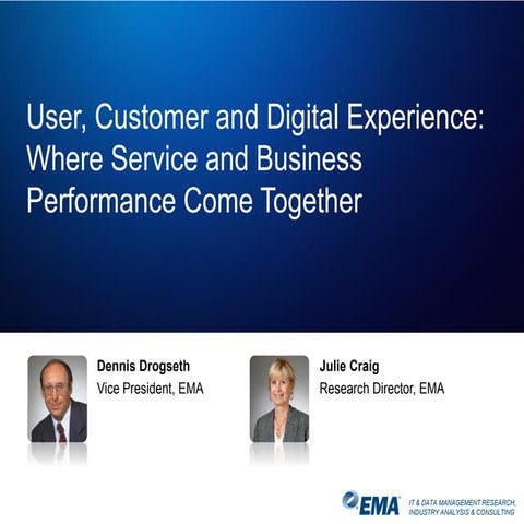 User, Customer and Digital Experience: Where Service and Business Performance...