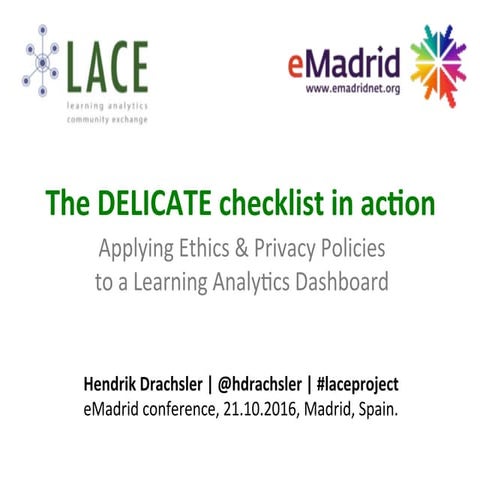 Seminario eMadrid/SHEILA sobre "Analítica del Aprendizaje". El papel de la ét...