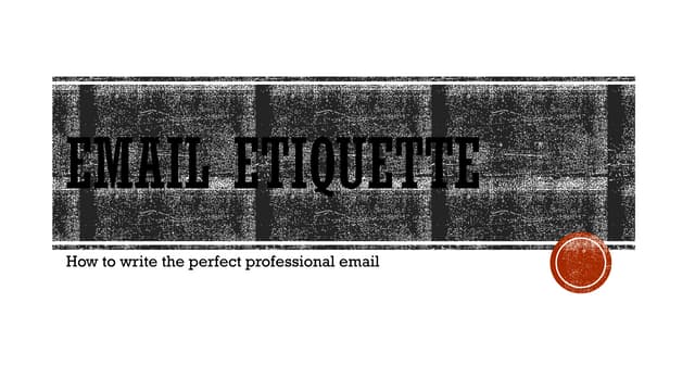 Email Etiquette - Basics | PPTX | Email | Internet