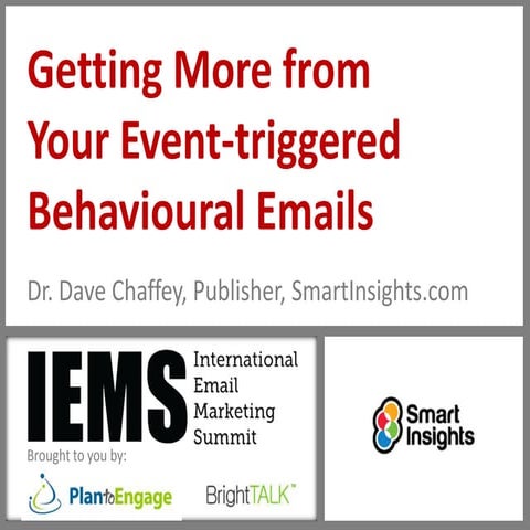 Creating more relevant, more responsive more value Event-triggered Emails