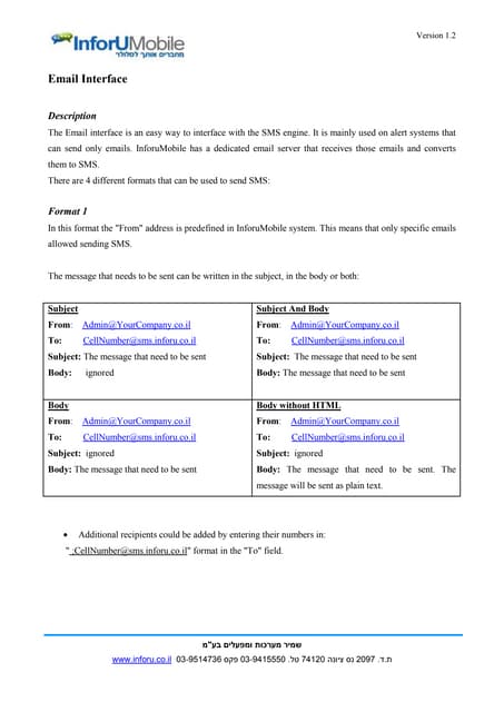 Email2SMS - InforuMobile